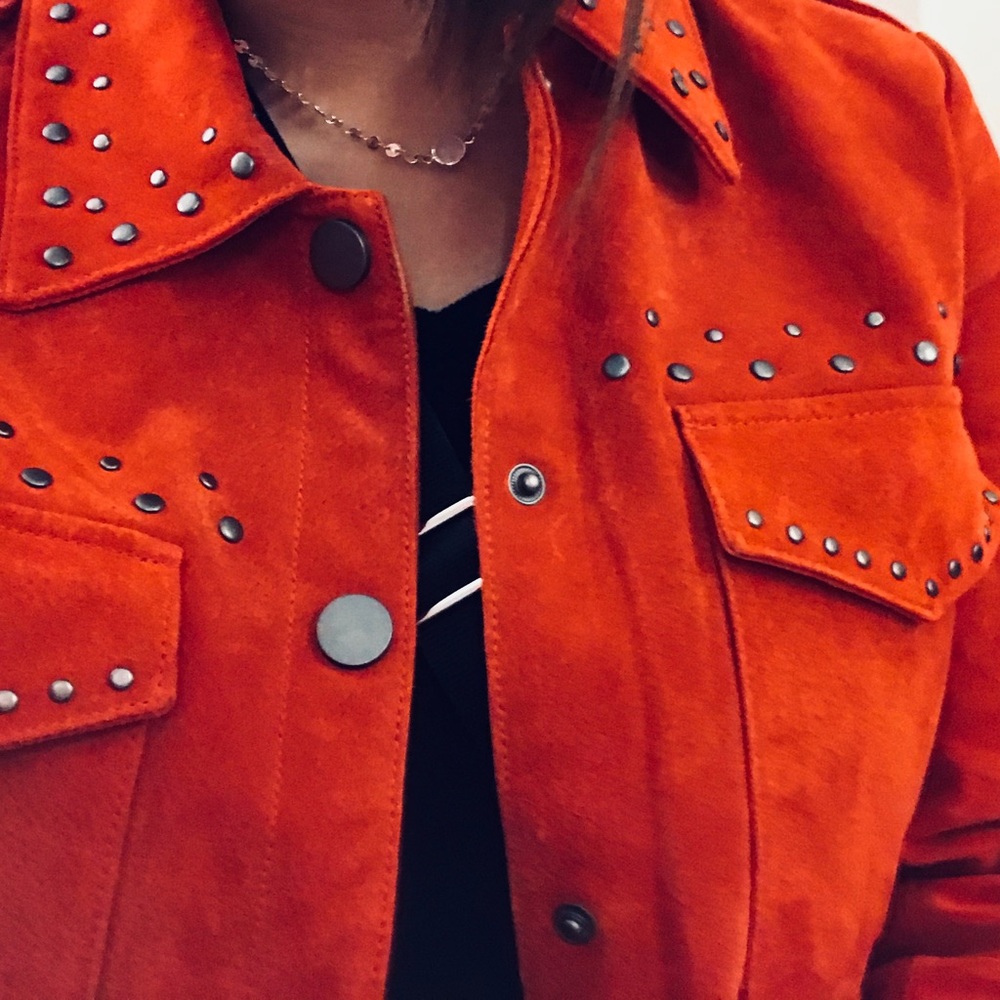 BAGATELLE  RED SUEDE JACKET studded, great condition